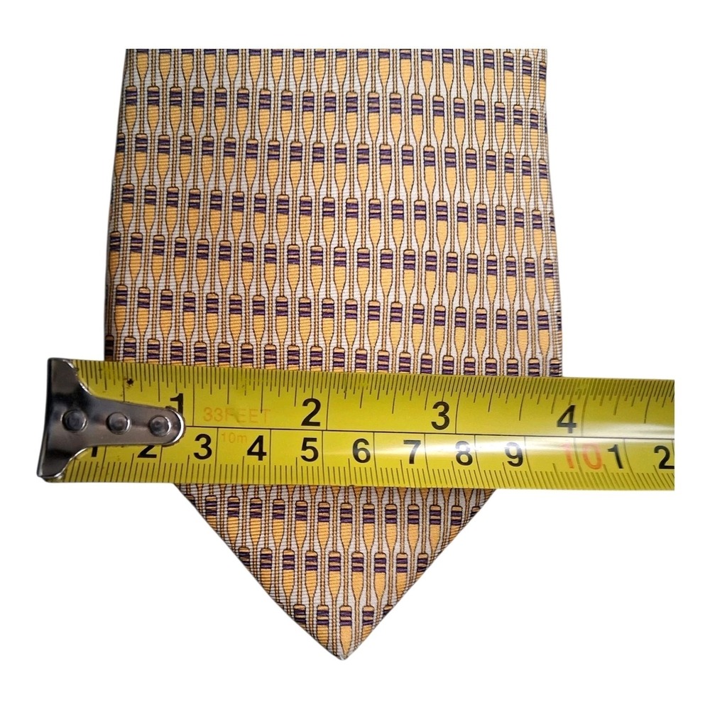 Vintage Gucci 58 X 4"" Brown Geometric Silk Made In Italy Neck Tie - Picture 11 of 11